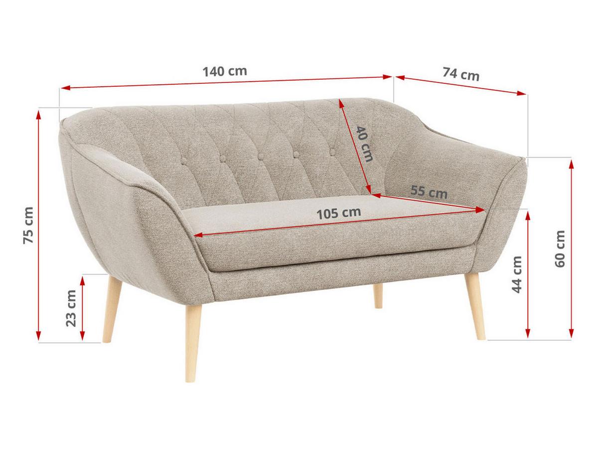 SOFA Pirs 2 Sitzer Strukture Beige - Beige/Braun, Holz/Textil (140/75/74cm) - MKS