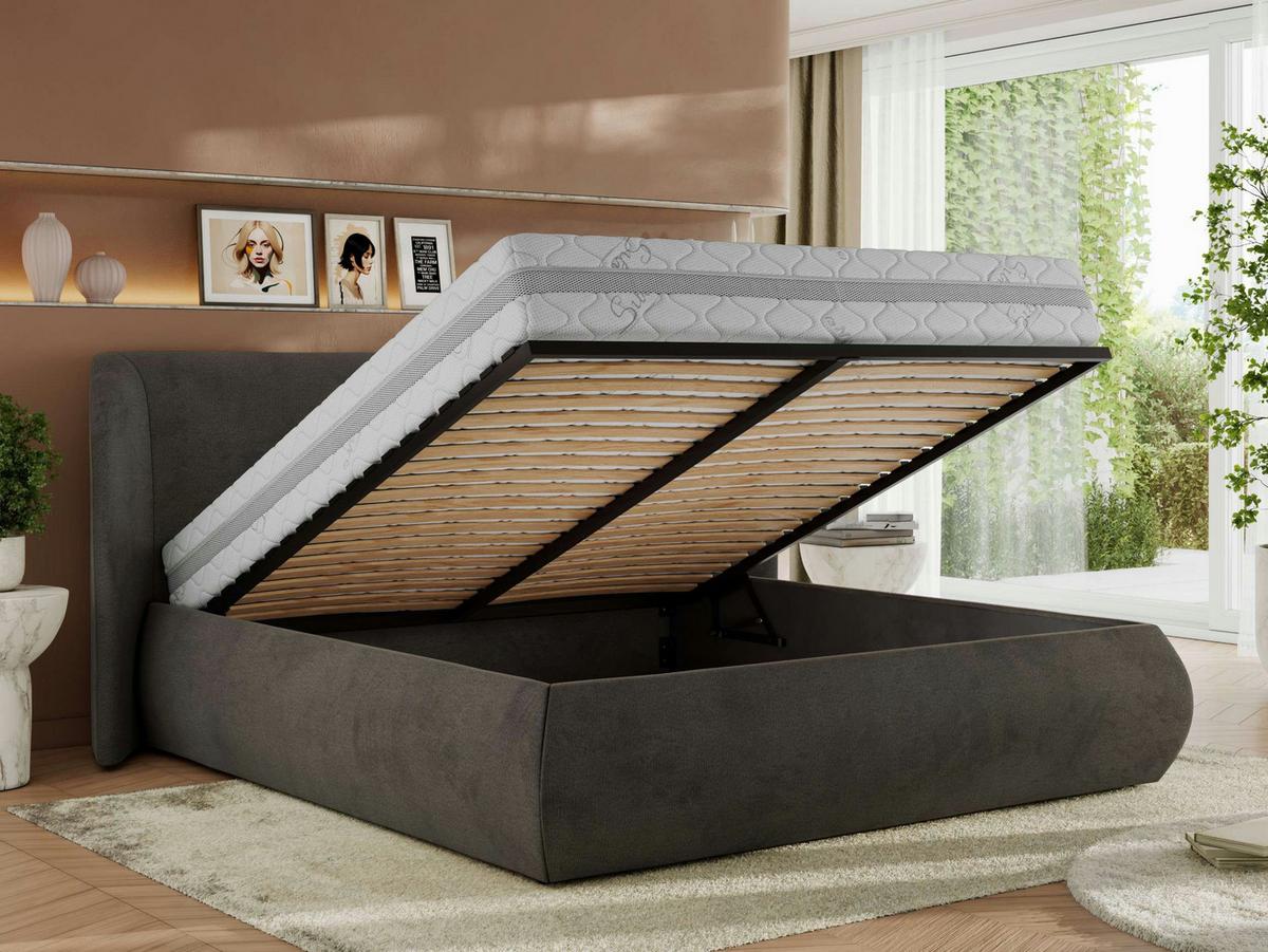 POLSTERBETT CAELA CLASSIC 200/200 - Dunkelgrau Velvet - Pocket-Matratze - Dunkelgrau, Textil (200/200cm) - MKS