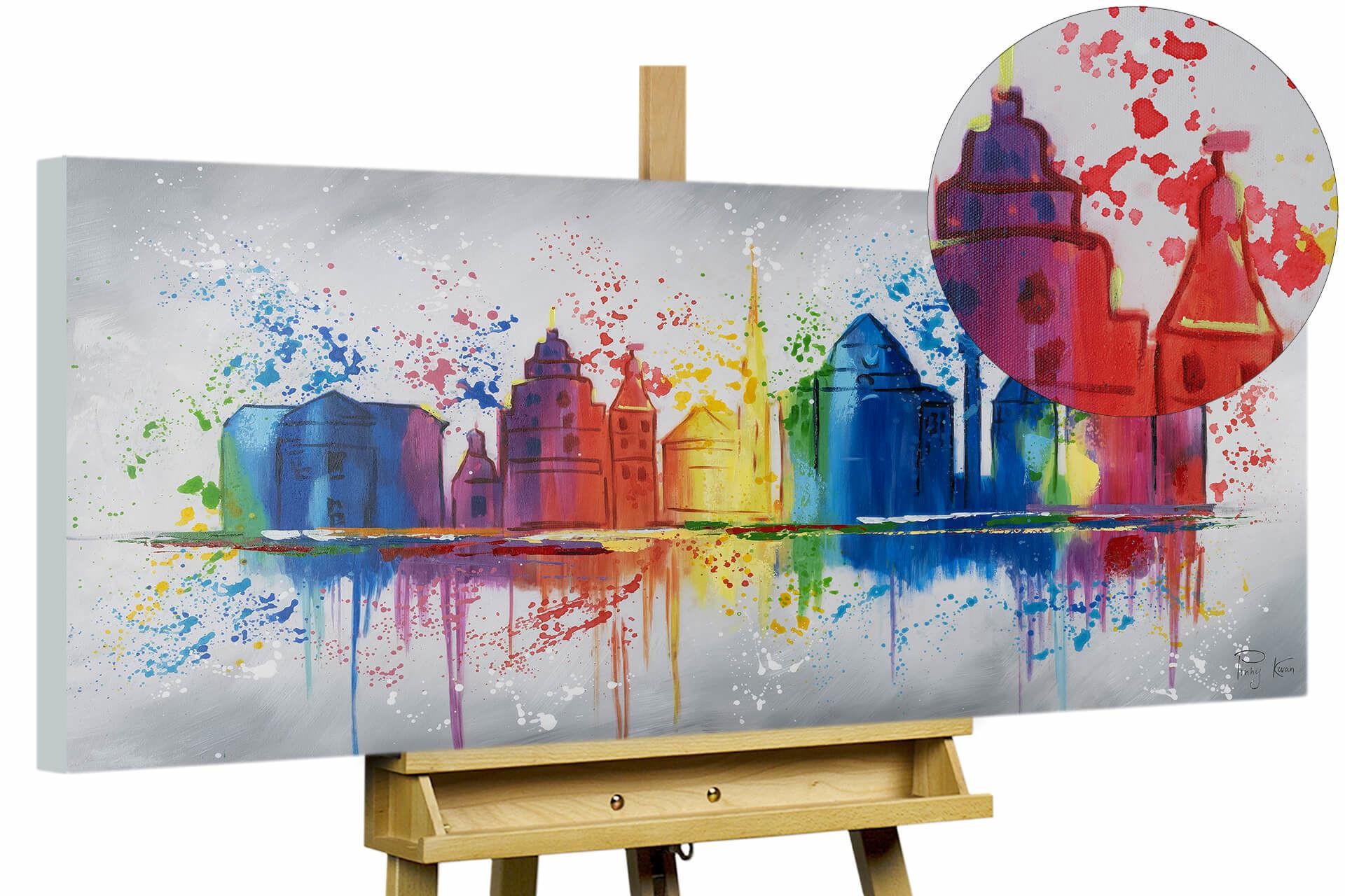ACRYLBILD HANDGEMALT 120/60 cm - Multicolor/Grau, Holz/Textil (120/60cm) - KUNSTLOFT
