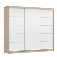 SCHWEBETÜRENSCHRANK Alba Sonoma/Weiß ohne Spiegel + LED Beleuchtung 250 cm - Alufarben/Weiß, Glas/Holzwerkstoff (250/218/61cm) - imoebel24