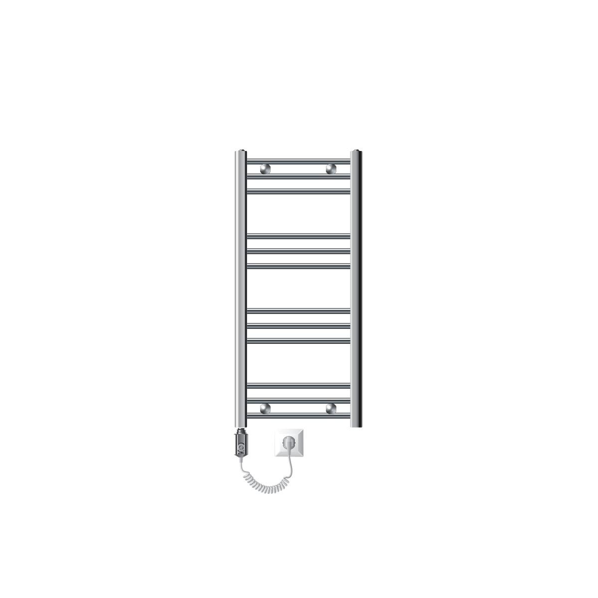 BADHEIZKÖRPER elektrisch Sahara 400x800 mm Chrome gerade mit Heizstab 600W - Chromfarben, Metall (3/80/40cm) - LuxeBath