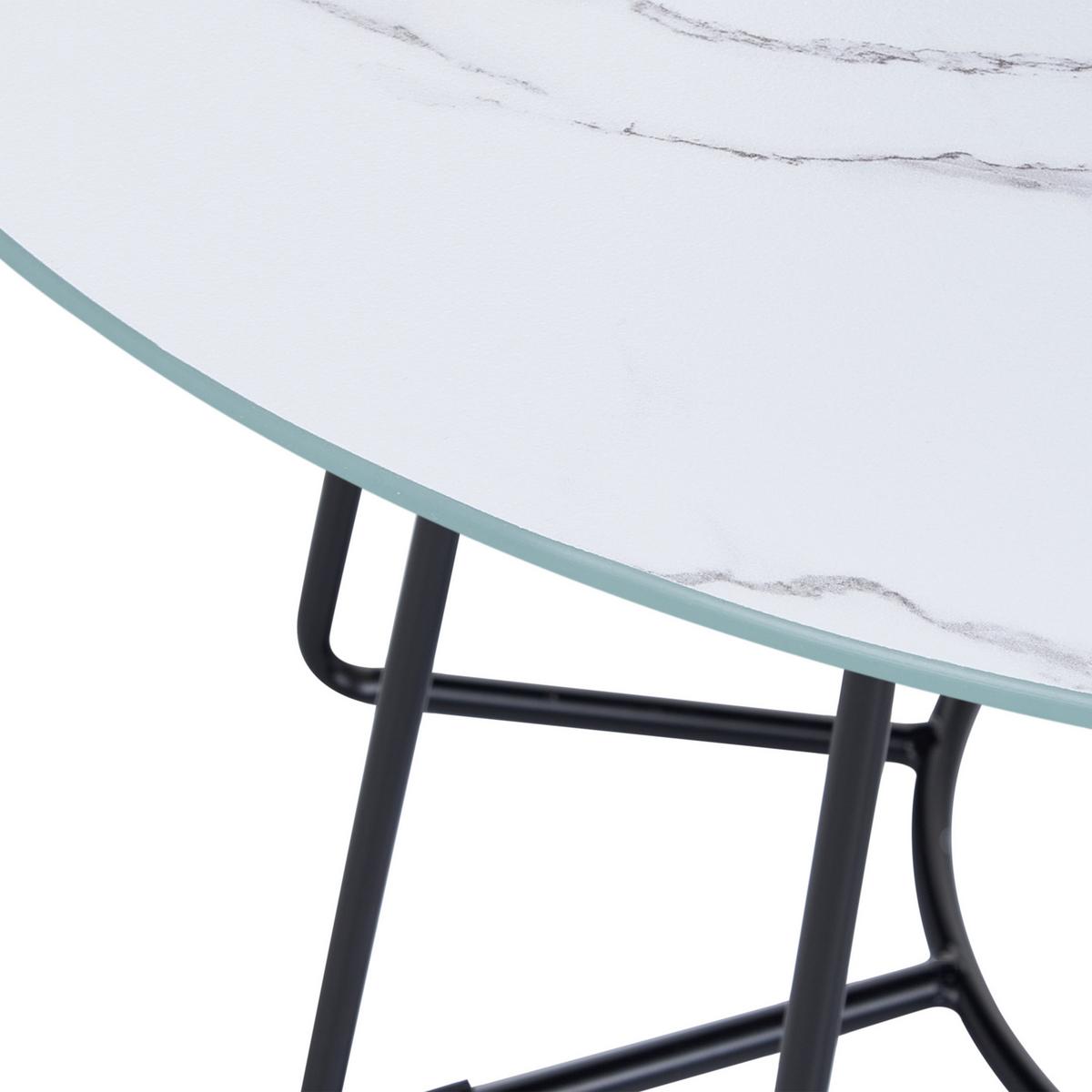 COUCHTISCH Marmor Optik weiß/schwarz 80 cm Bernie - Schwarz/Weiß, Glas (40/16/40cm) - Beliani