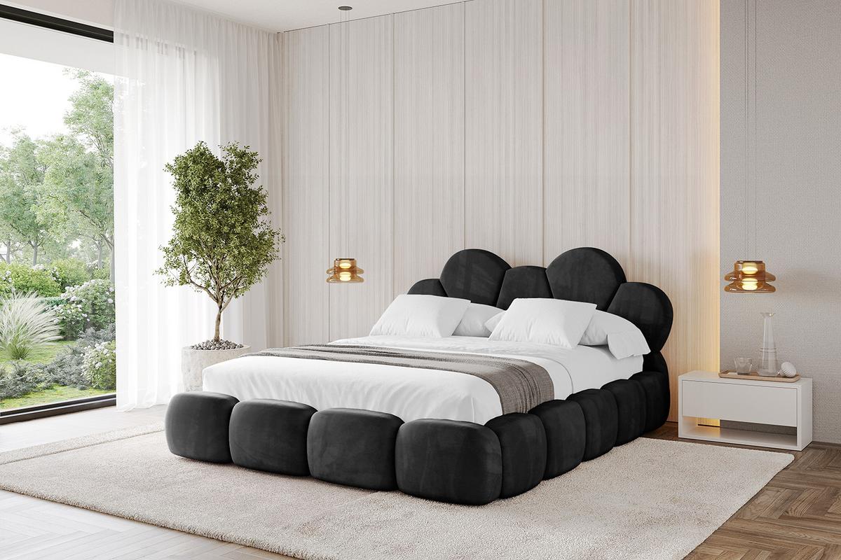 POLSTERBETT mit Bettkasten und Lattenrost, Bett mit Matratze H3/H4 - LANA 180x200 Schwarz - Schwarz, Holzwerkstoff/Textil (180/200cm) - ALTDECOR