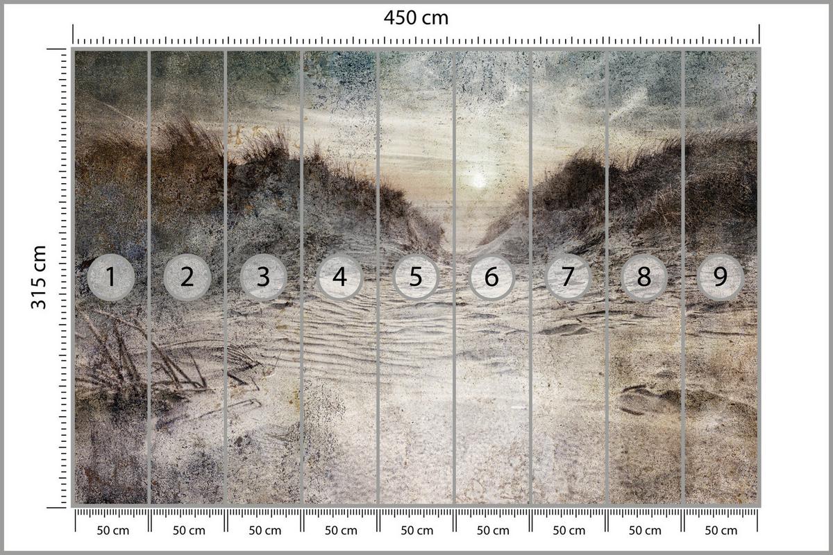 FOTOTAPETE Abstrakter Strand Beton Abstraktion 450x315 - Beige/Braun, Papier (450/315cm) - Muralo