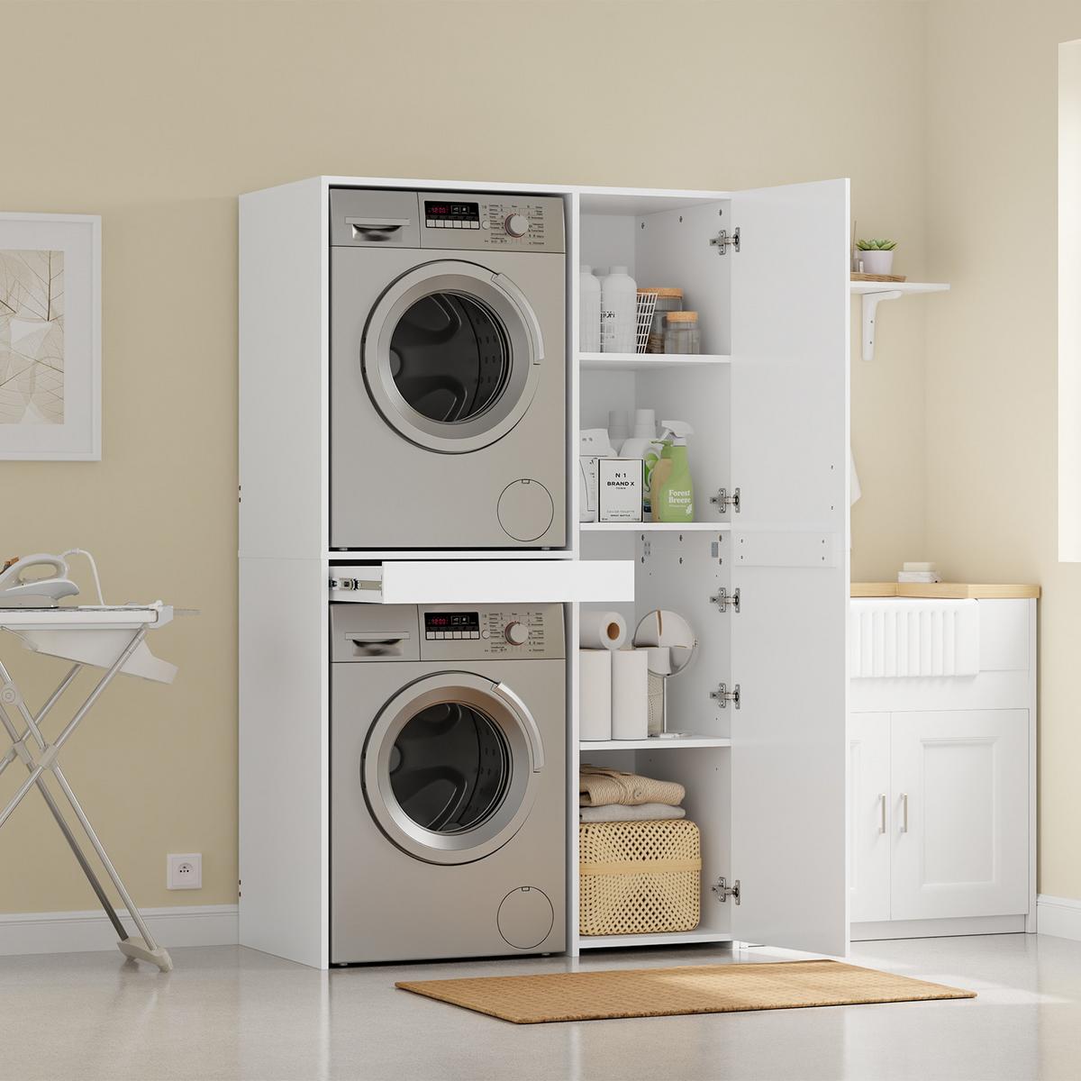 HOCHSCHRANK mit Aufbewahrungsfächern BZR231-W - Weiß, Holzwerkstoff (110/186/66cm) - SoBuy