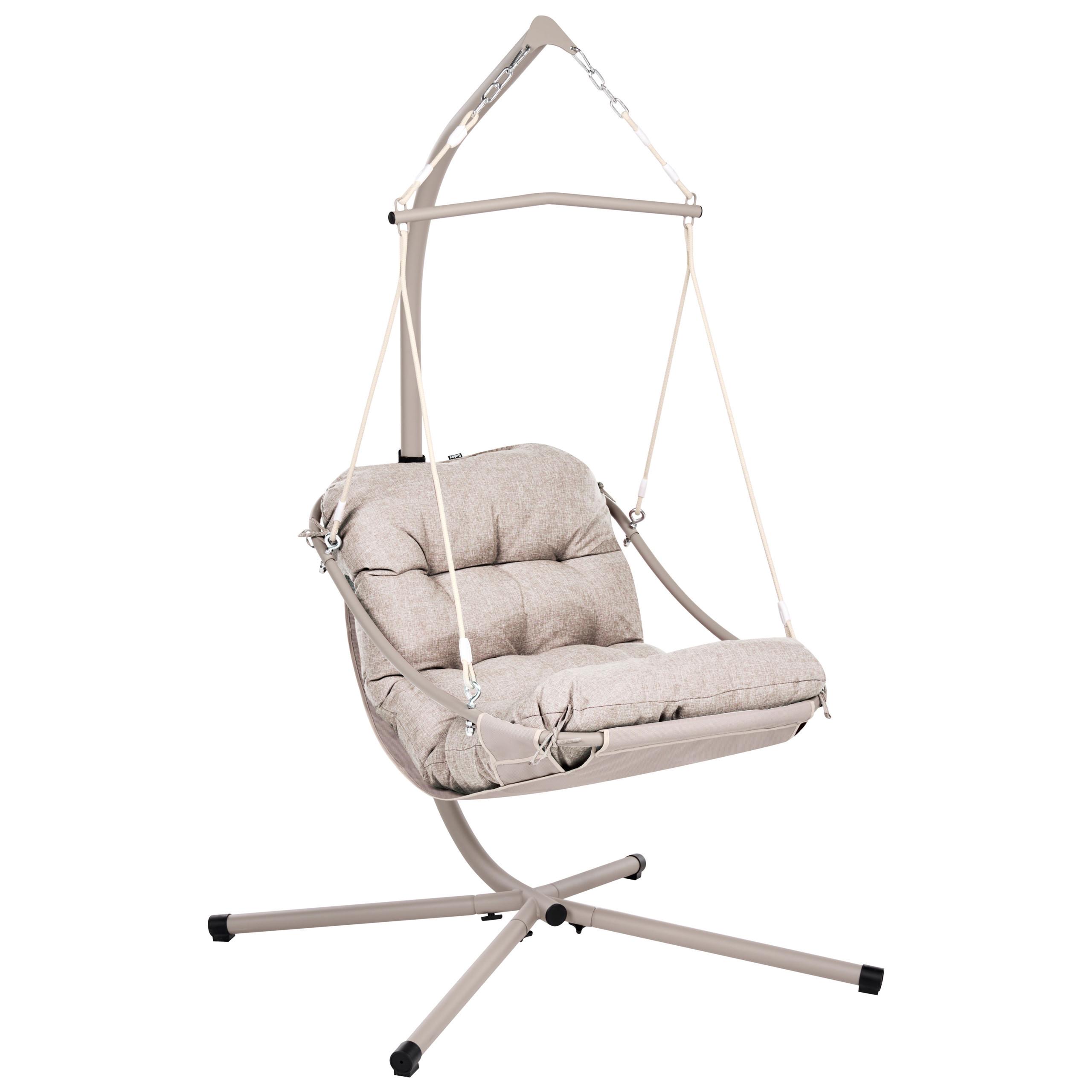 HÄNGESESSEL mit Gestell Metall Beige Alghero - Beige, Textil (109/195/101cm) - Beliani