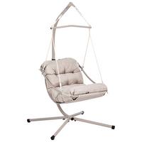 HÄNGESESSEL mit Gestell Metall Beige Alghero - Beige, Textil (109/195/101cm) - Beliani