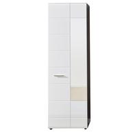GARDEROBENSCHRANK weiß Hochglanz, grau 60 x 191 cm, Flurschrank mit Spiegel - Weiß Hochglanz/Silberfarben, Glas/Holzwerkstoff (60/191/35cm) - Top.Furn