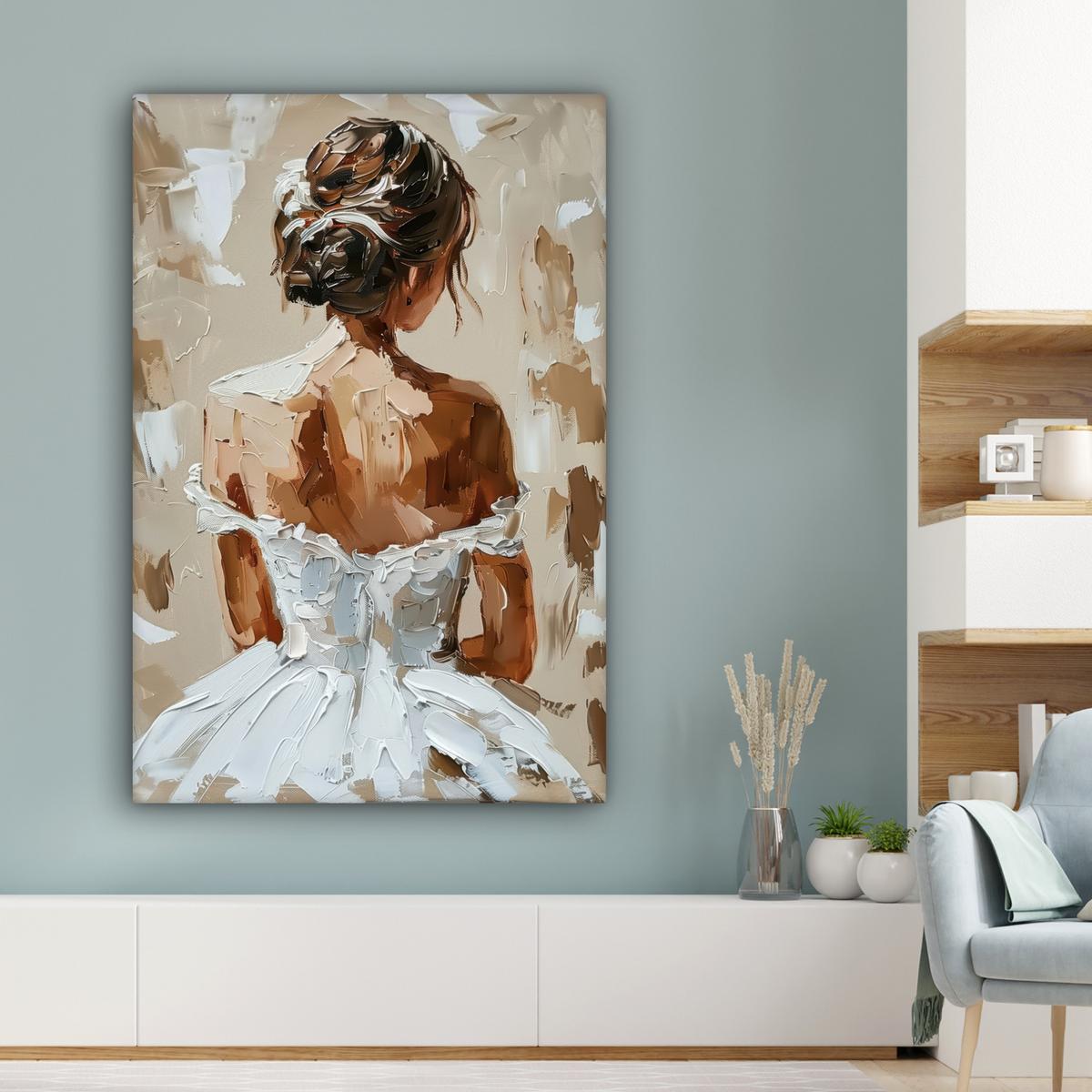 LEINWANDBILD Frau - Farbe - Abstrakt - Beige - Modern Deko XXL 80x120 cm - Sandfarben, Textil (80/120cm) - MuchoWow