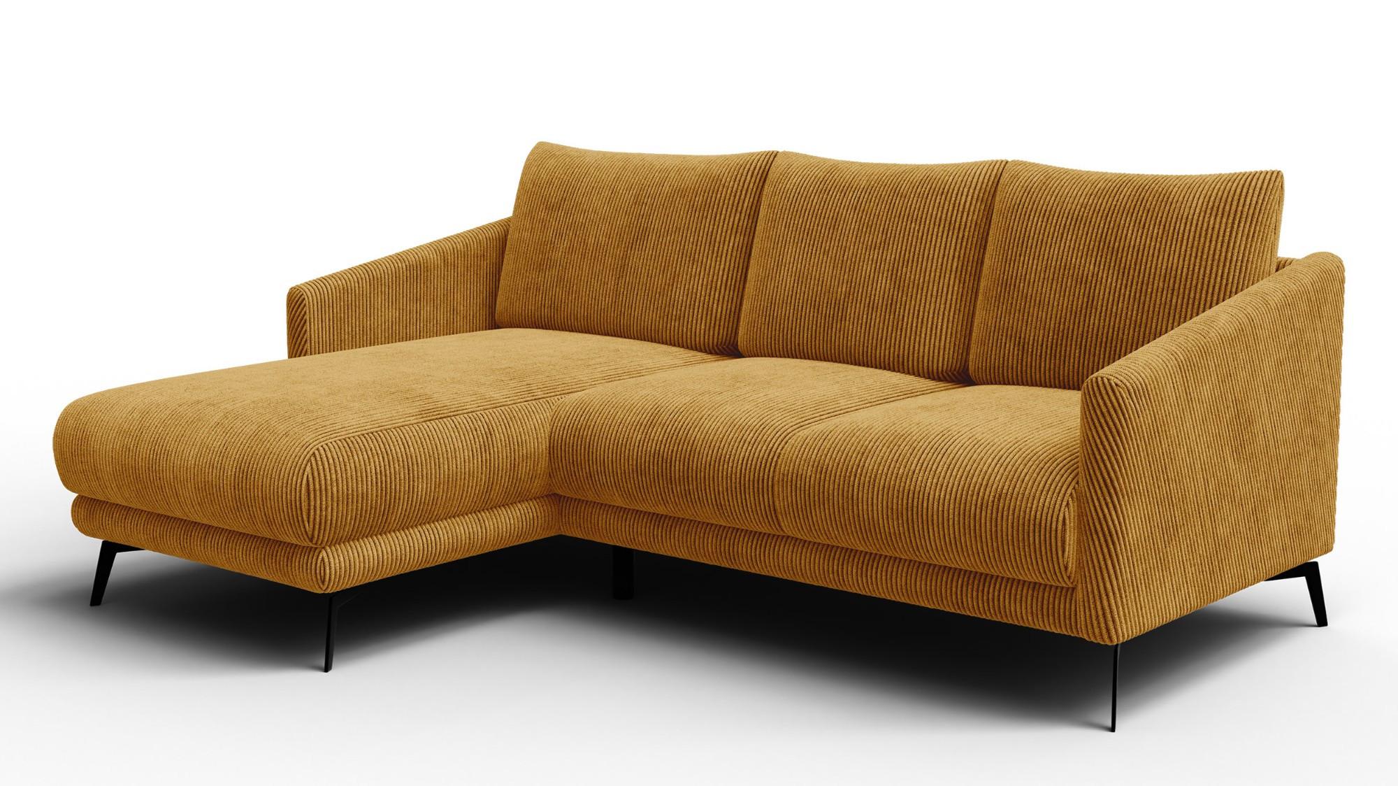 ECKSOFA VILT 3-Sitzer, safran - Gelb/Schwarz, Holzwerkstoff/Textil (221/156cm) - Wozimo