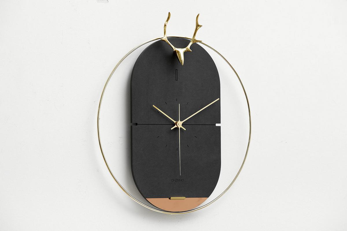 WANDUHR Design Schwarz 46/51 cm - Schwarz, Holzwerkstoff/Metall (45.5/50.8/2cm) - ONZENO