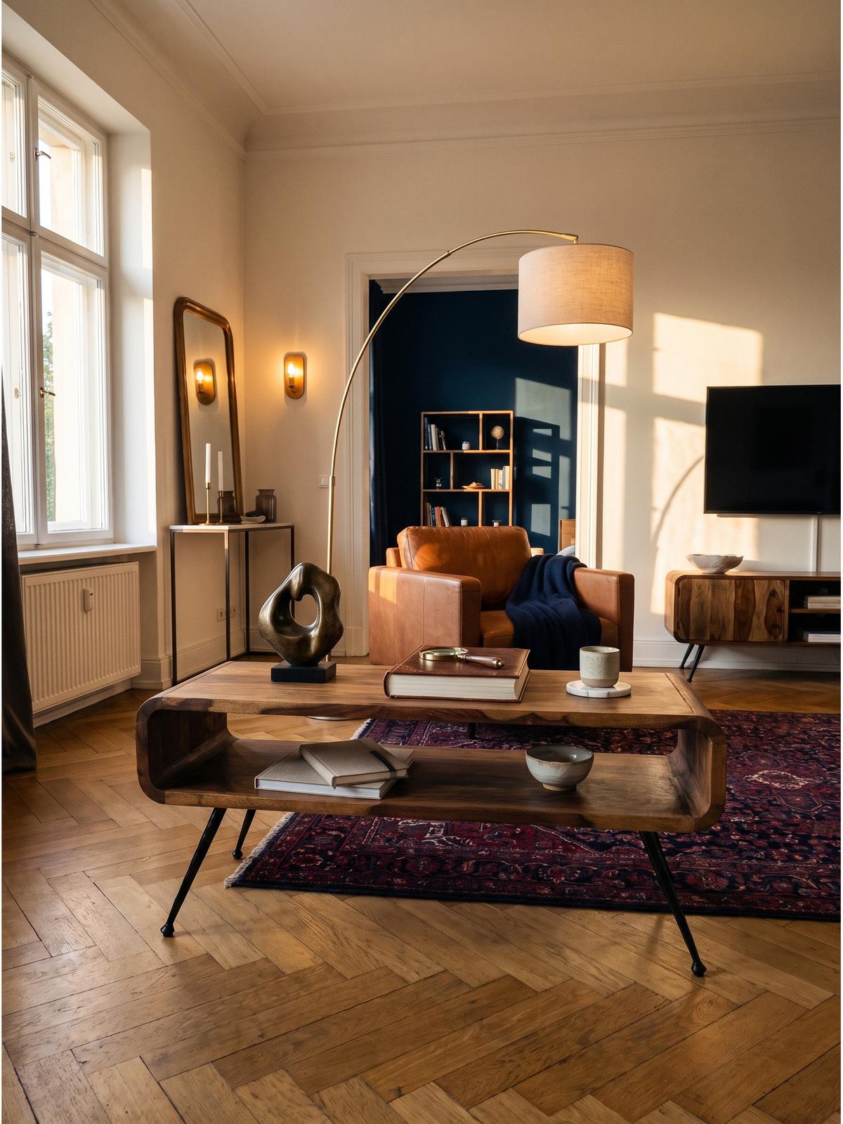 COUCHTISCH TROPEA, Dunkles Massivholz, mit Stauraum, 100 x 40 x 45 cm - Schwarz/Braun, Holz/Metall (40/100/45cm) - KADIMA DESIGN