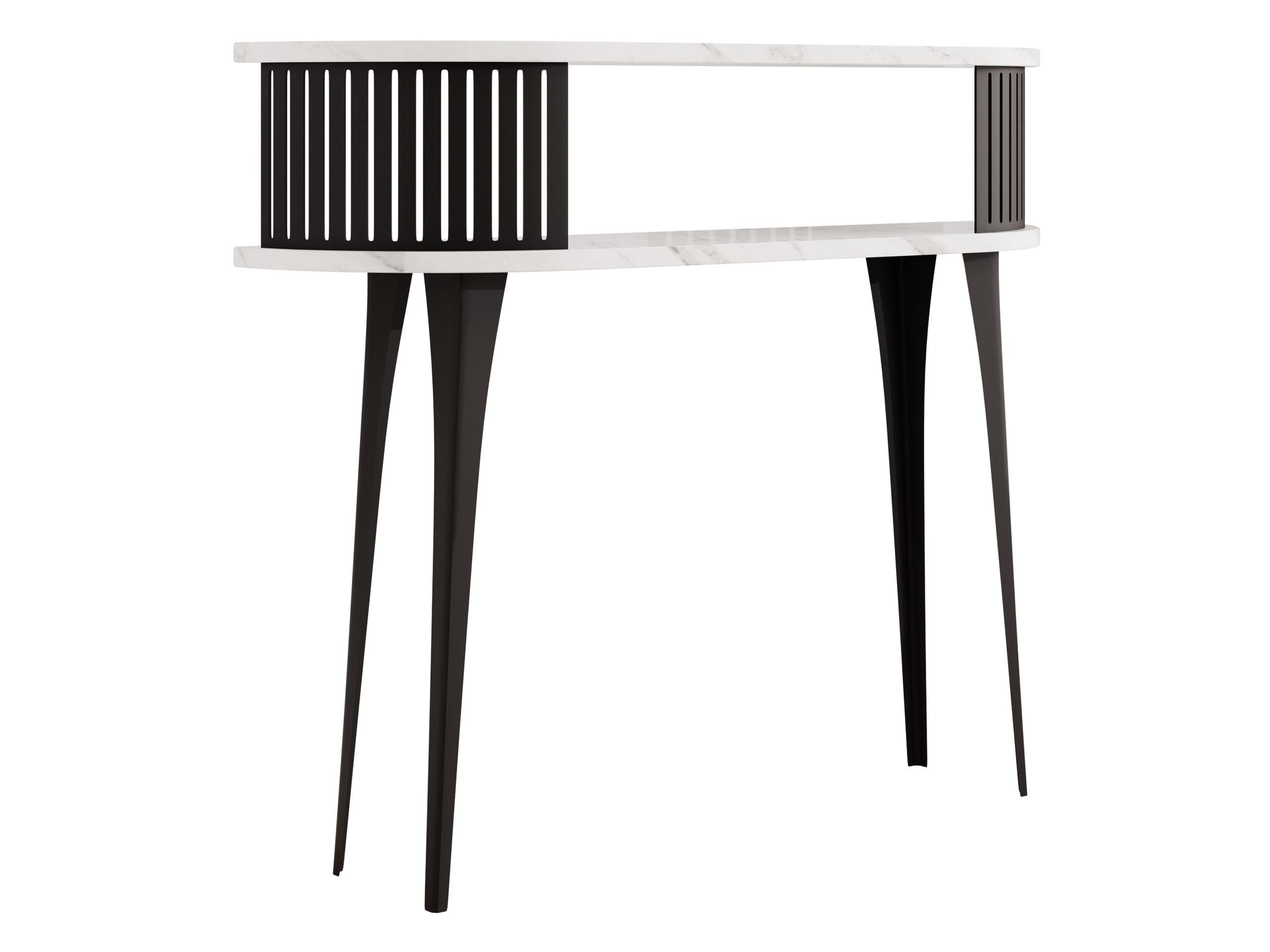 KONSOLENTISCH Roenni Oval - Schwarz/Weiß, Holzwerkstoff/Metall (100/25/86cm) - MIRJAN24