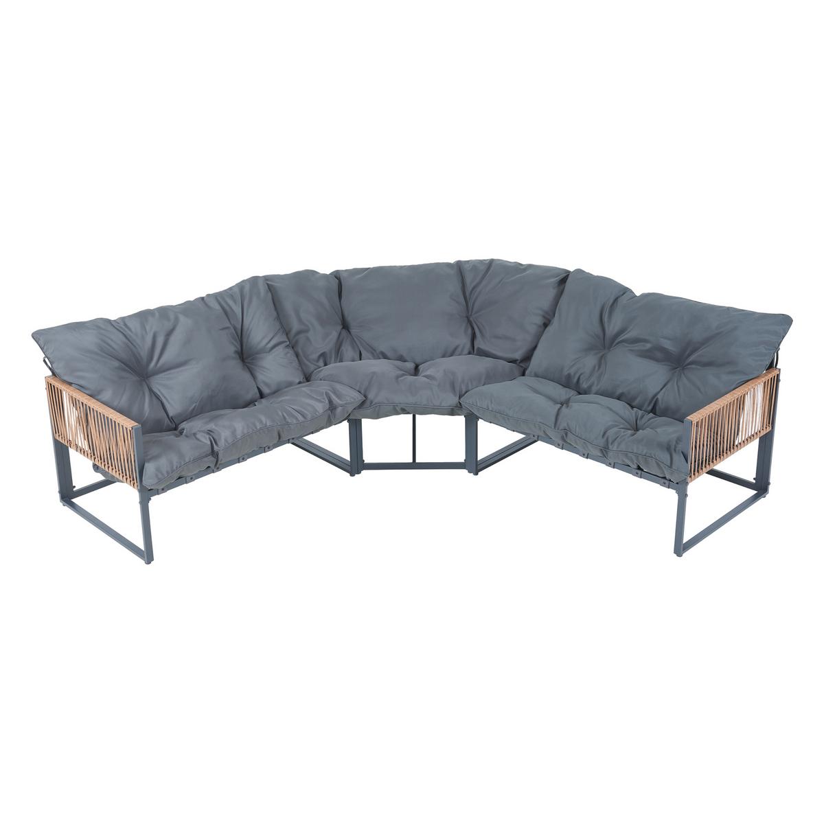 GARTENMÖBEL-SET 4 TLG. Karg - Dunkelgrau/Eichefarben, Kunststoff/Metall - casa.pro