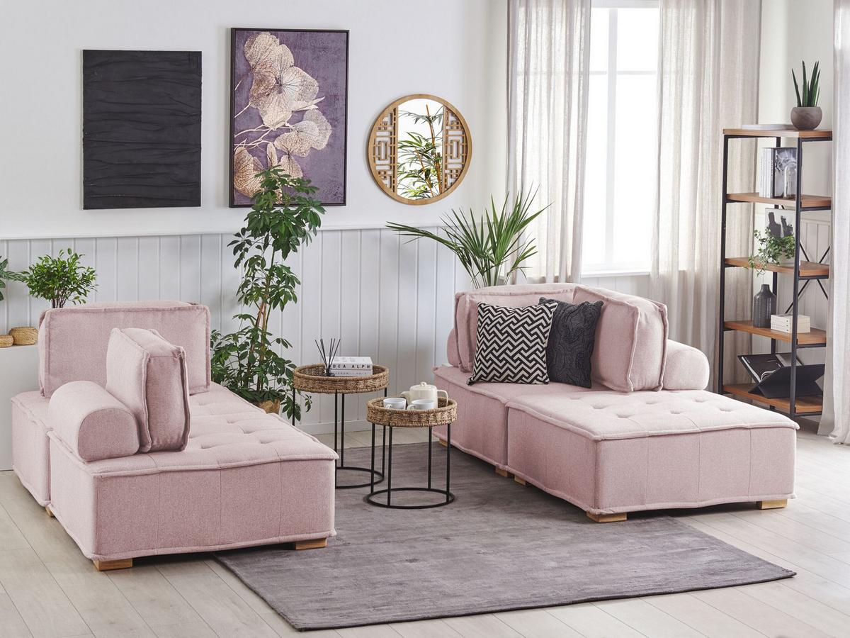4-SITZER SOFA SET Polsterbezug Rosa Tibro - Pink, Textil (200/40/100cm) - Beliani