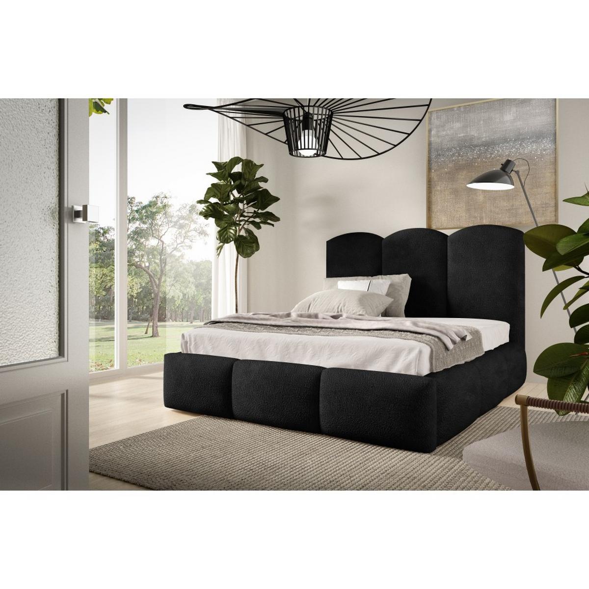 POLSTERBETT Bero, 200x200, Bouclé-Stoff, Schwarz - Schwarz, Textil (200/200cm) - Beautysofa