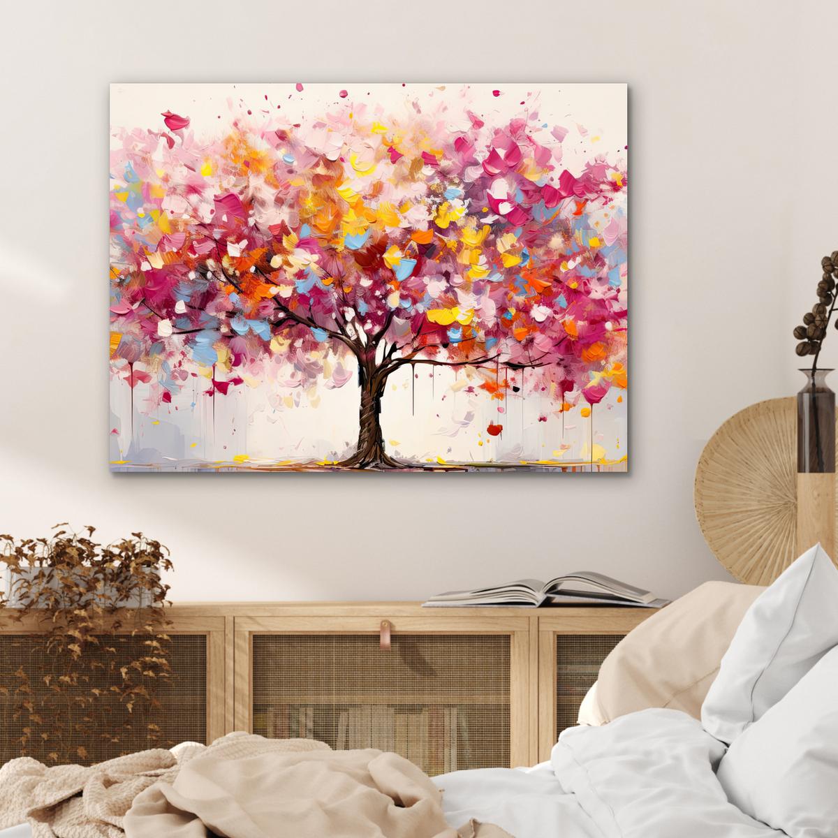 METALLBILD Aquarell - Baum - Kunst - Abstrakt 80x60 cm - Multicolor, Metall (80/60cm) - MuchoWow