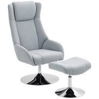 RELAXSESSEL mit Hocker drehbar Grau - Grau, Textil (68/118/84cm) - HOMCOM