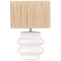 TISCHLEUCHTE Weiß/Heller Holzfarbton Judy - Hellbraun/Weiß, Keramik (28/28/42cm) - Beliani