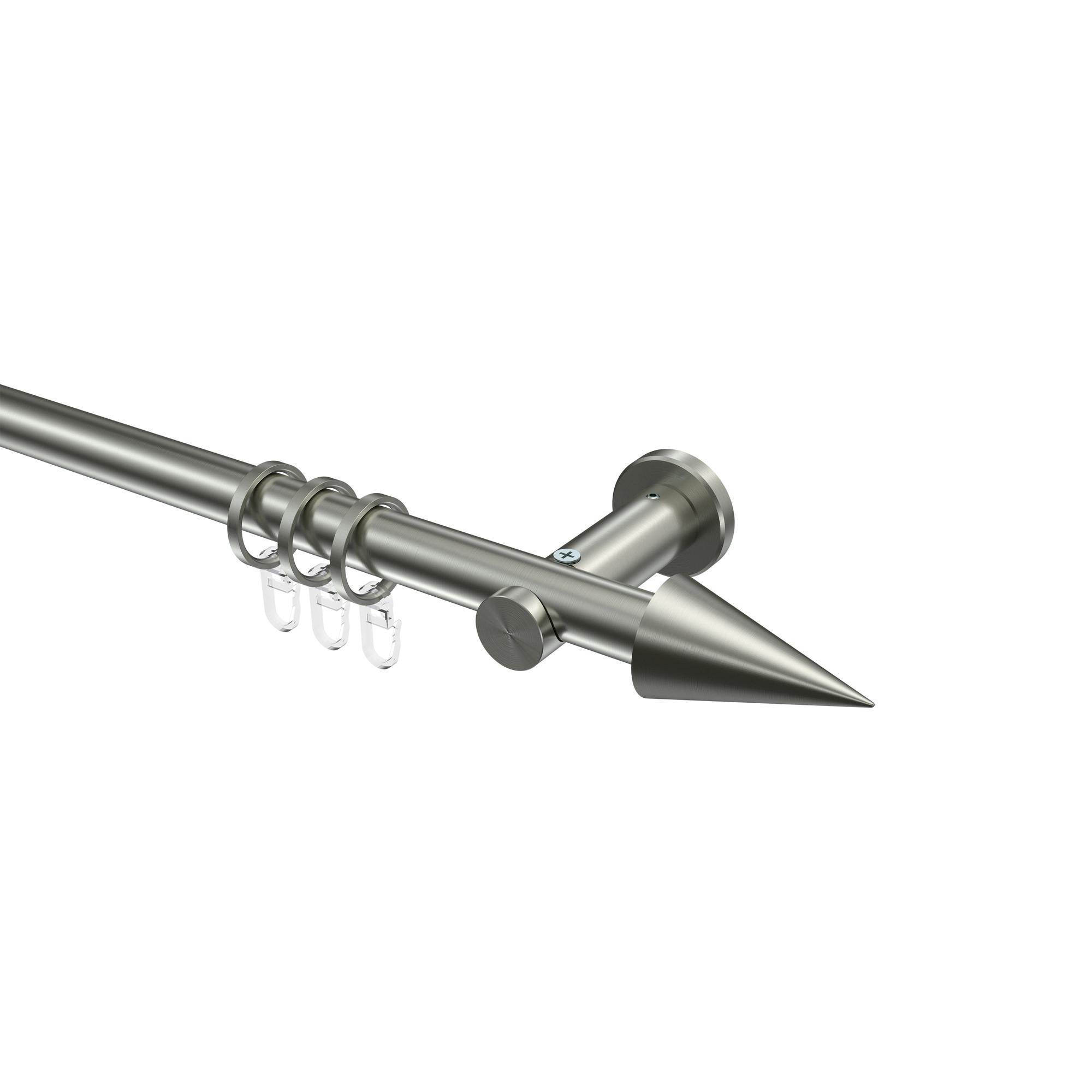 GARDINENSTANGE Platon Savio 260 cm (geteilt in 2 x 130 cm), 1-läufig, 20 mm Ø Edelstahl-Optik - Edelstahlfarben, Metall (260cm) - INTERDECO