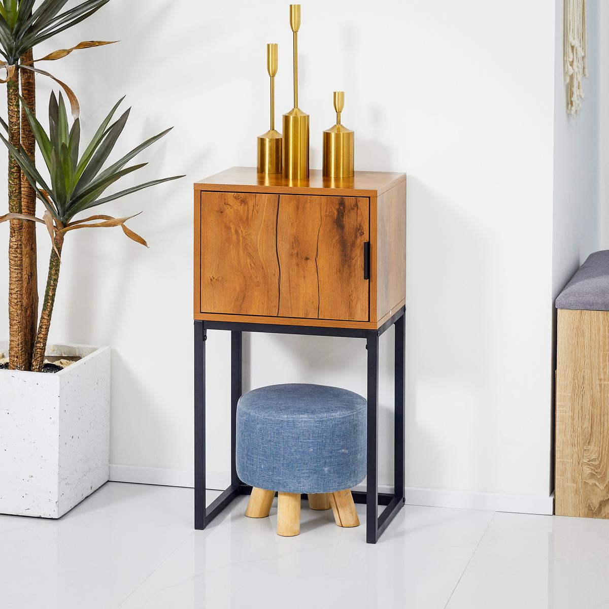 KONSOLENTISCH, Flurtisch mit Schrank, Sofatisch im Industriedesign für Eingang - Naturfarben, Holzwerkstoff (40/30/76cm) - HOMCOM