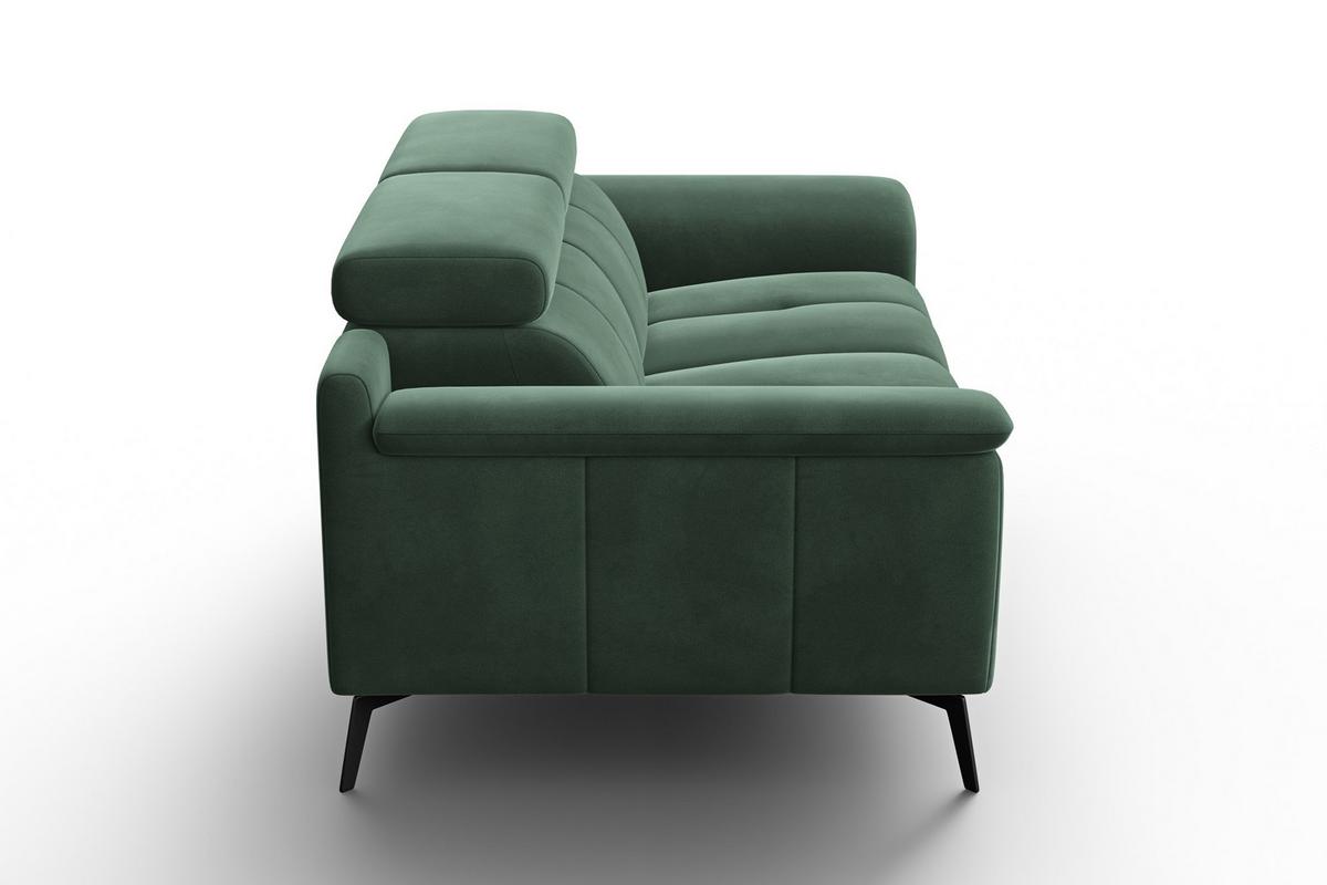 SOFA FIERO 2-Sitzer, Grüner Veloursstoff - Schwarz/Grün, Holz/Textil (170/82/103cm) - Courtois Laville