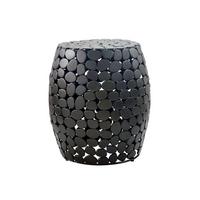 BEISTELLTISCH DIEMEL, Aluminium, handgefertigt, Schwarz, Ø 40 x 46 cm - Schwarz, Metall (40/40/46cm) - KADIMA DESIGN