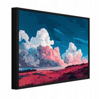 BILDER mit Rahmen Gebirge Aquarell Rosa 100x70 cm - Multicolor, Holzwerkstoff (100/70cm) - Wallarena