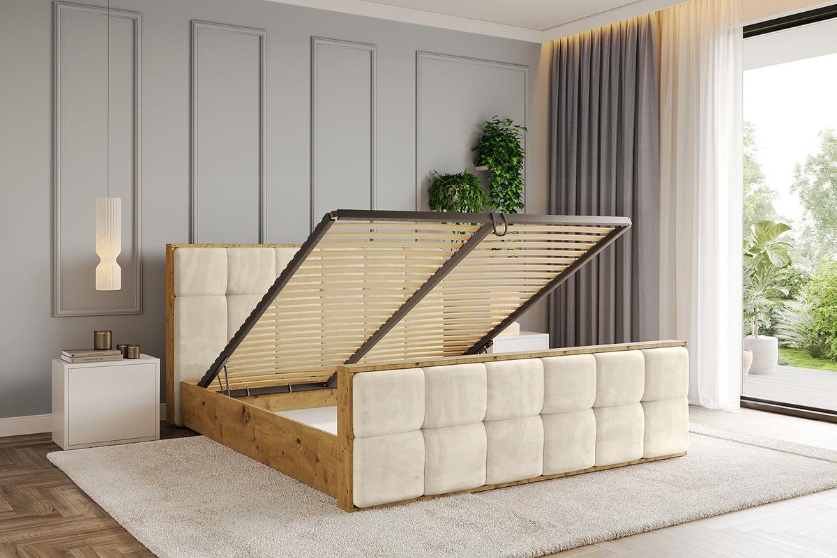 POLSTERBETT mit Bettkasten, Fußteil und Lattenrost, Boxbett ohne Matratze - ENZO7-Z 180x200 - Beige, Holzwerkstoff/Textil (180/200cm) - ALTDECOR