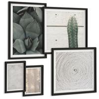 BILDER SET 5er Set - 50x50 cm & 20x30 cm & 40x60 cm Schwarzer Rahmen - Sommerliche Texturen aus den Tropen - Schwarz, Kunststoff (40/60cm) - TULUP