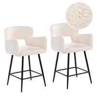 BARSTUHL 2er-Set Bouclé Cremeweiß Sanilac - Weiß, Textil (53/94/51cm) - Beliani