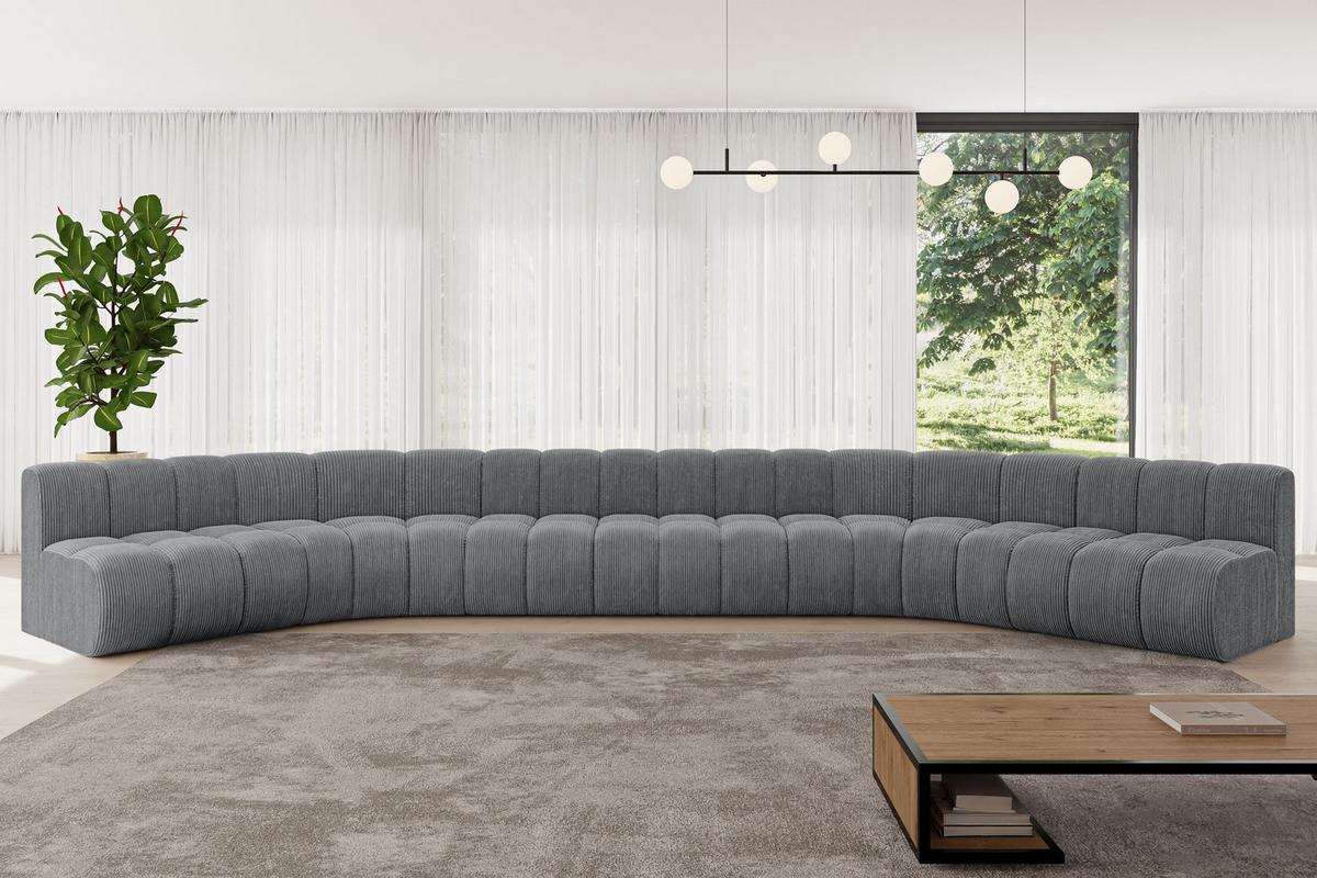 WOHNLANDSCHAFT modulares Sofa Montra-U2 - 581x174x70 cm Dunkelgrau - Dunkelgrau, Holzwerkstoff/Textil (581/70/174cm) - ALTDECOR