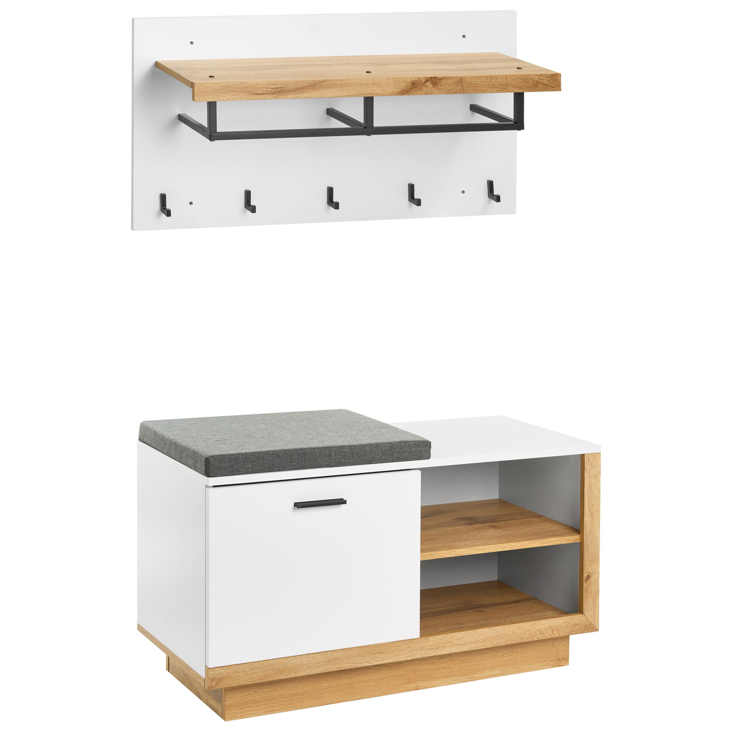 FLUR-SET Weiß Corowa - Hellbraun/Weiß, Holzwerkstoff (90/53/40cm) - Beliani