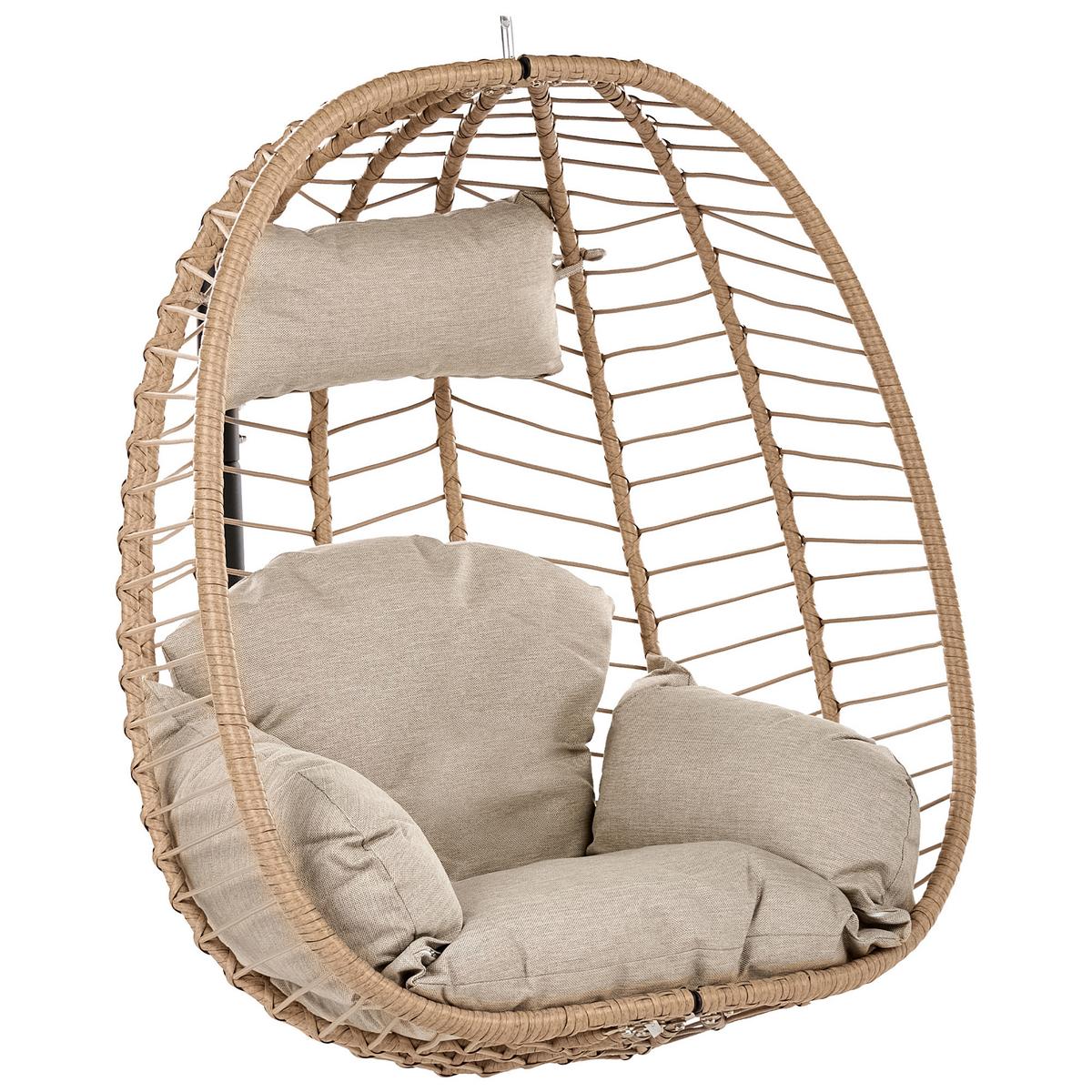 HÄNGESESSEL mit Gestell Metall Naturfarben Pallare - Beige/Schwarz, Textil (104/195/102cm) - Beliani