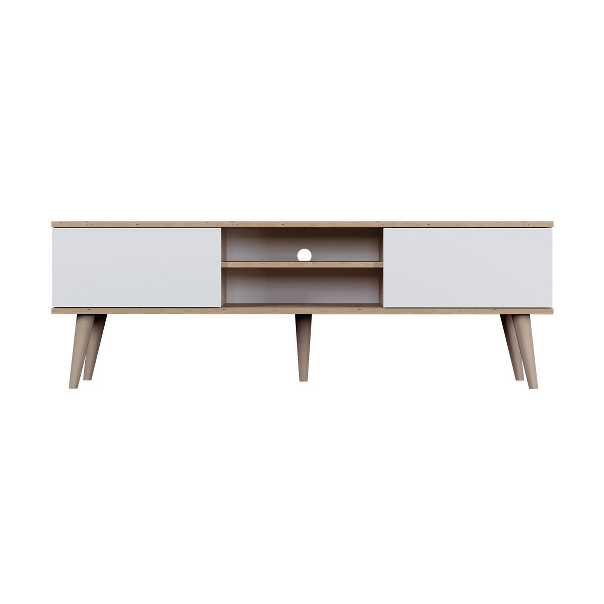 TV-MÖBEL Toronto Weiß und Holz - Weiß/Braun, Holzwerkstoff (160/55/35cm) - Petits-meubles