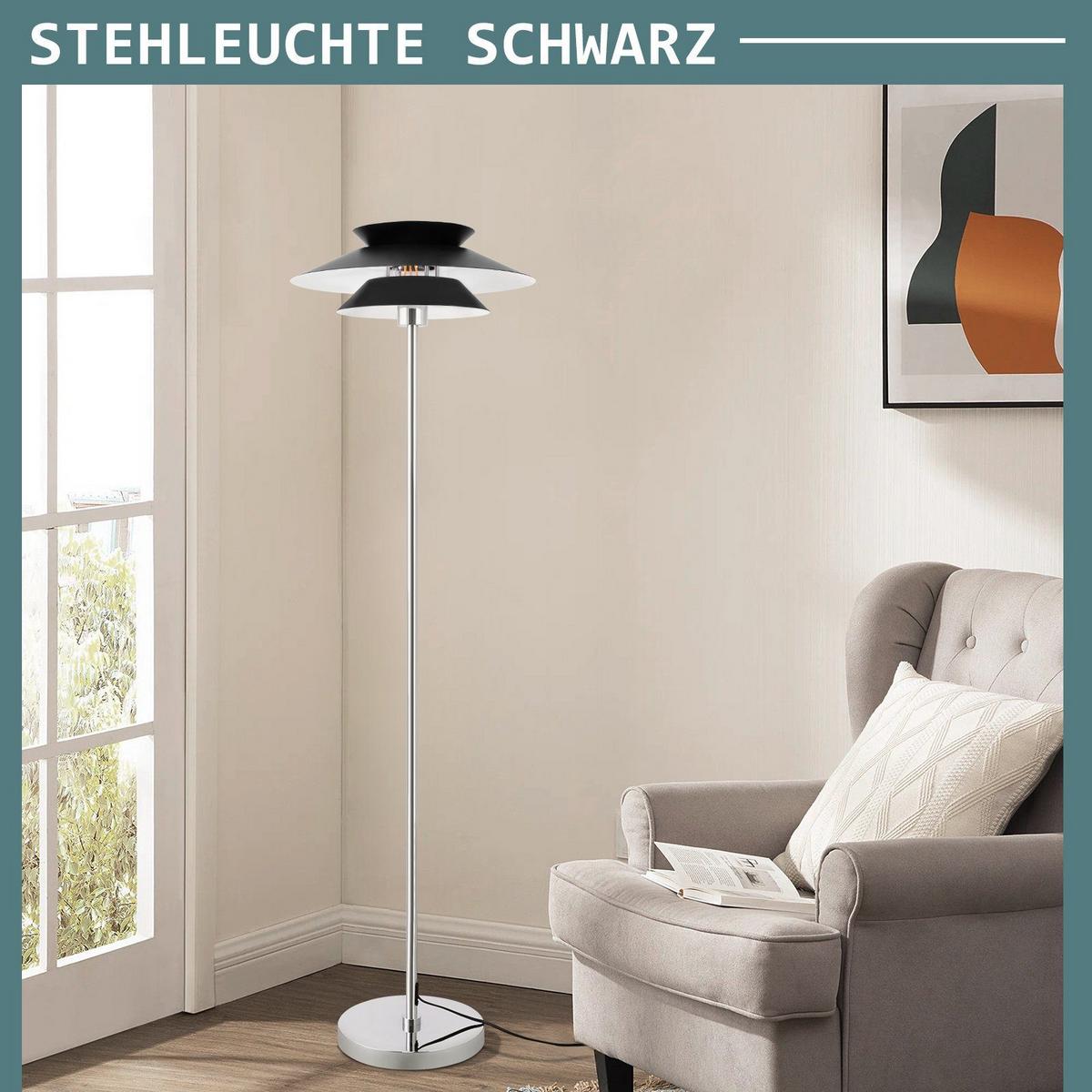 STEHLEUCHTE Albert 40/25/145 cm - Schwarz, Metall (45/22/178cm) - Nettlife