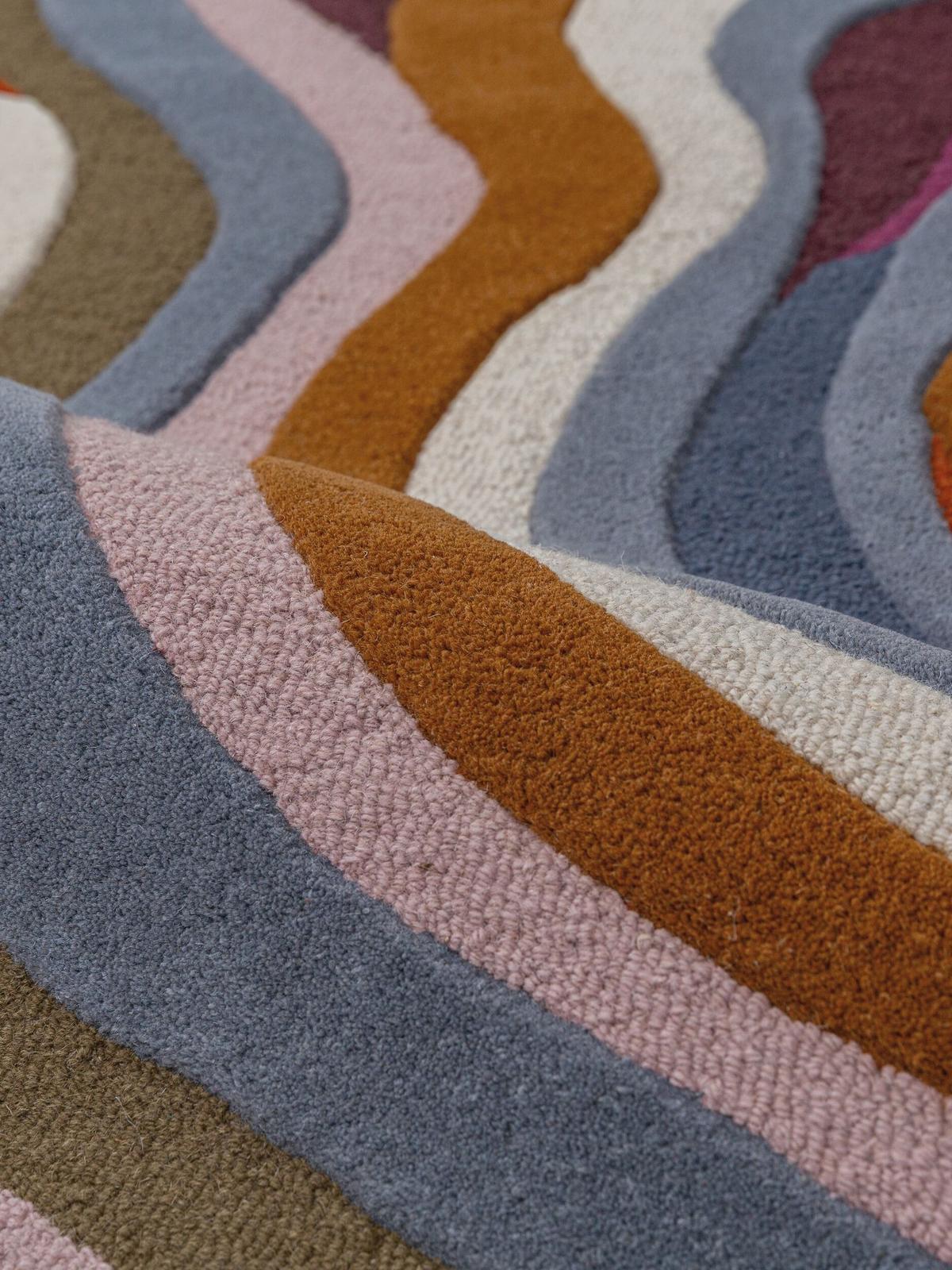TEPPICH aus Wolle, handgetuftet, EFFRA, in Multi, Wellen-Swirl, 160 x 230 cm - Multicolor, Textil (160/230cm) - KADIMA DESIGN