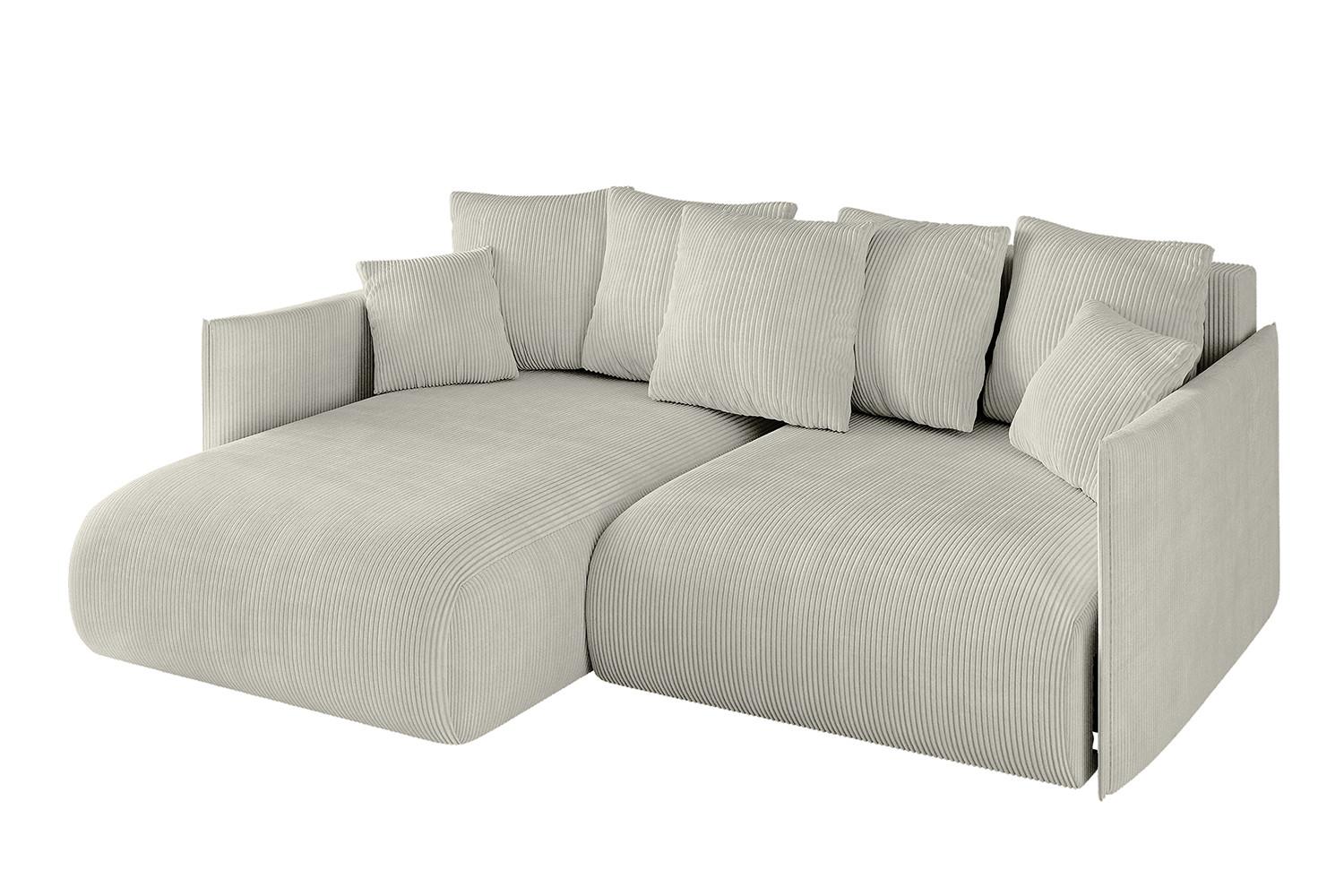 ECKSOFA Ottomane links ONESK-L 216x177x72 Creme Cord - Hellgrau/Creme, Holzwerkstoff/Kunststoff (216/177cm) - ALTDECOR