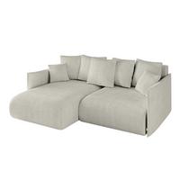 ECKSOFA Ottomane links ONESK-L 216x177x72 Creme Cord - Hellgrau/Creme, Holzwerkstoff/Kunststoff (216/177cm) - ALTDECOR
