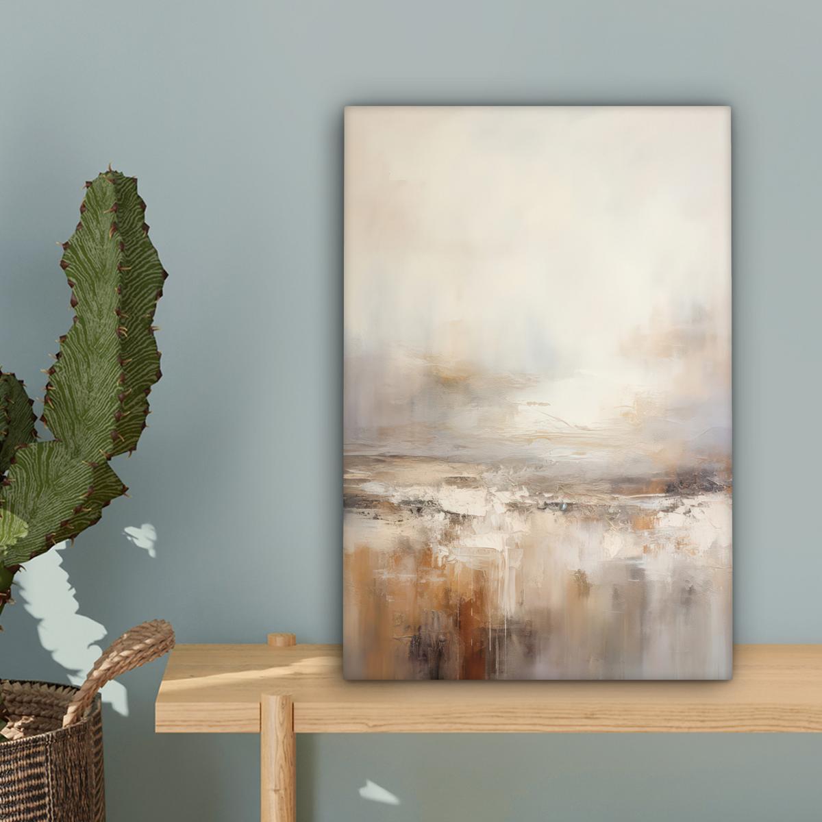 LEINWANDBILD Kunst - Industriell - Grau - Braun - Abstrakt Deko Wohnzimmer 20x30 cm - Sandfarben, Textil (20/30cm) - MuchoWow