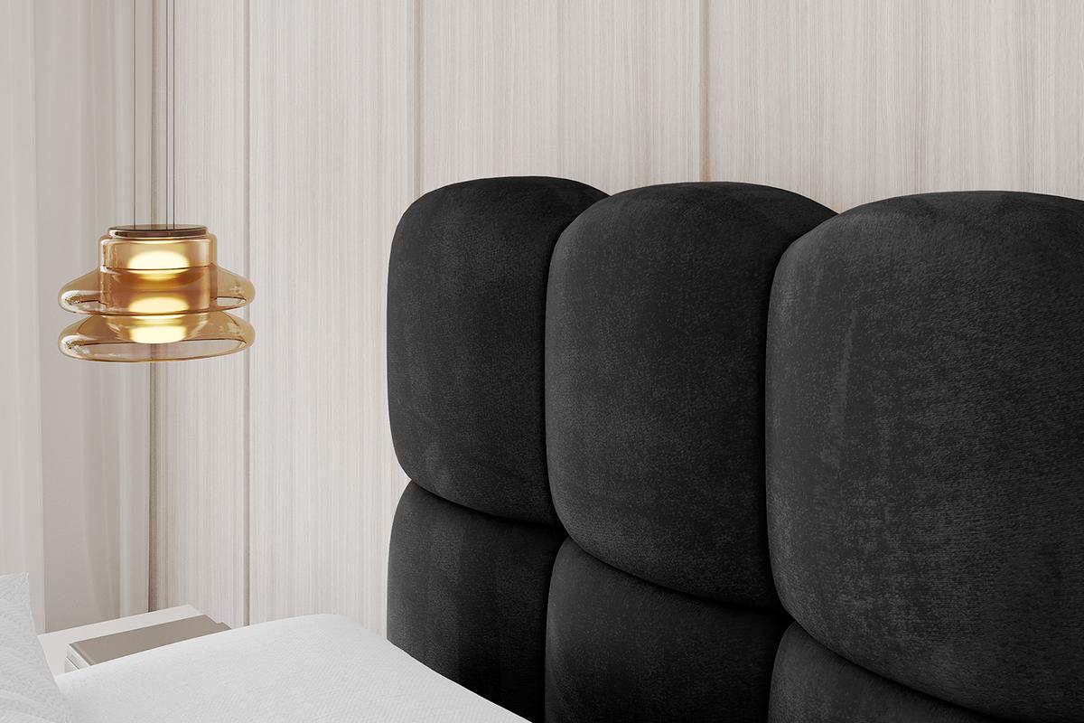 POLSTERBETT mit Bettkasten, Fußteil und Lattenrost, Bett mit Matratze H3/H4 - LEYA-Z 200x200 Schwarz - Schwarz, Holzwerkstoff/Textil (200/200cm) - ALTDECOR