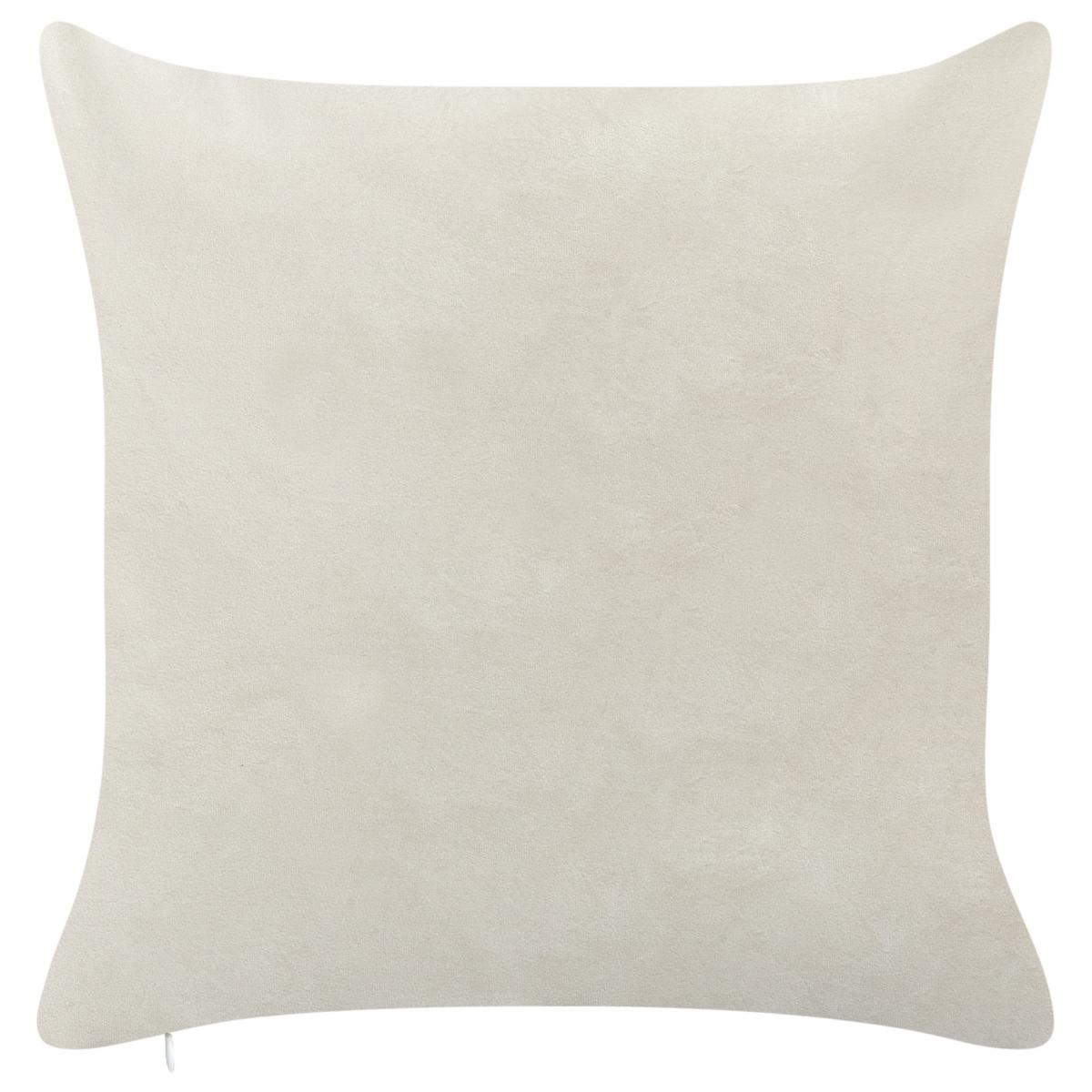 DEKOKISSEN 2er-Set Cremeweiß 45/45 cm Palmier - Blau/Gelb, Textil (45/45cm) - Beliani