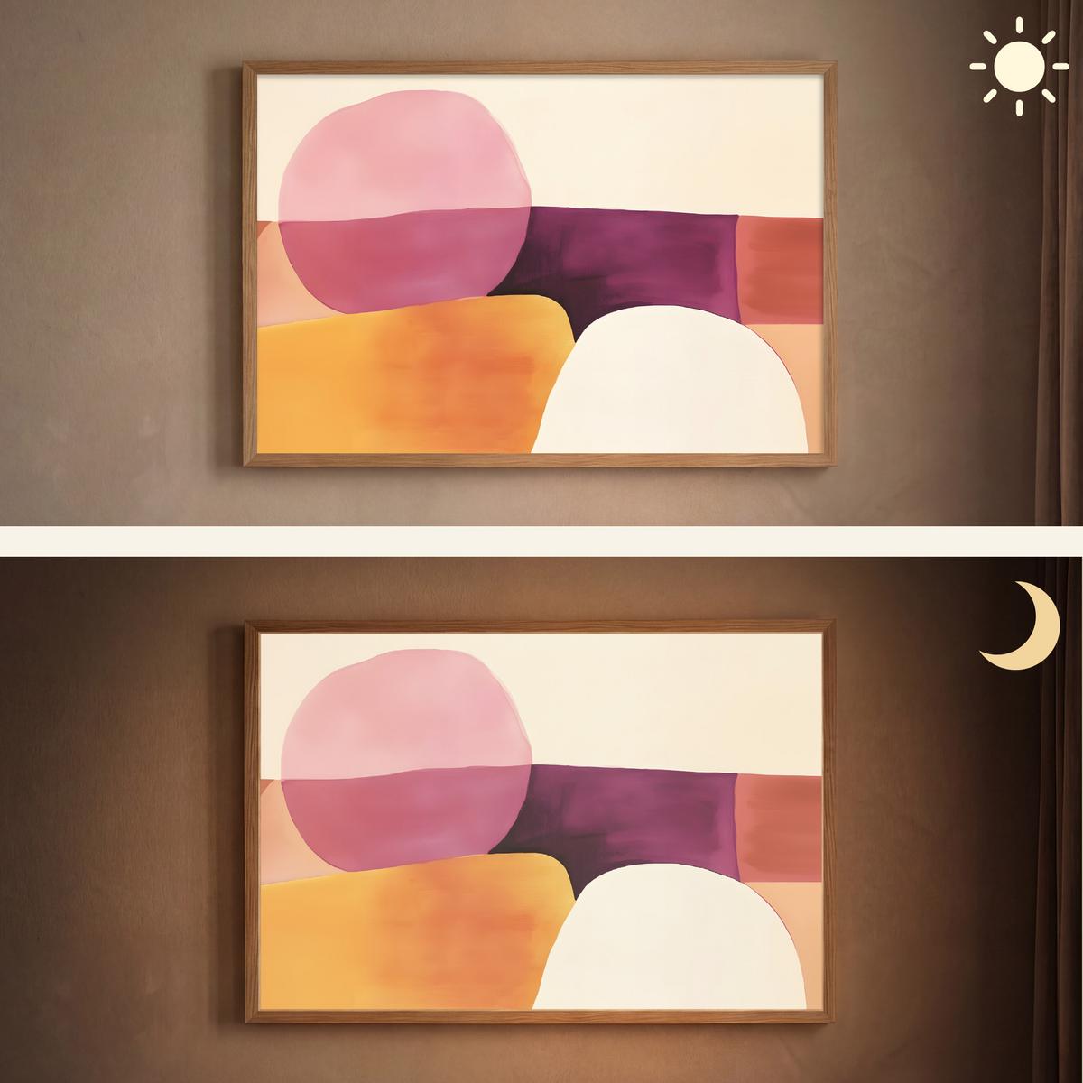 WANDLEUCHTE MIT AKKU Formen - Abstrakt - Farbenfroh 100x70 cm - Rosa, Holzwerkstoff (100/70/8cm) - OnlyWow