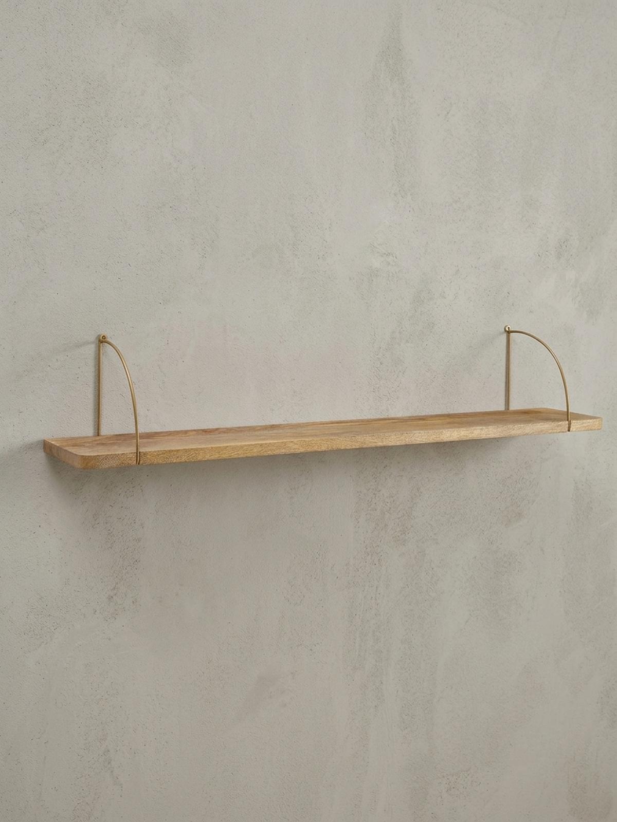 WANDREGAL TEVERE Mango Massivholz Eisen Industrial, Beige 120x22x25 cm - Beige, Holz/Metall (120/25/22cm) - KADIMA DESIGN