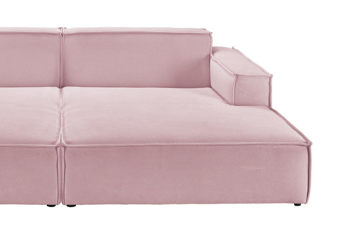 BIG SOFA SAMU Pink Cord - Schwarz/Rosa, Textil (256/72/168cm) - KAWOLA