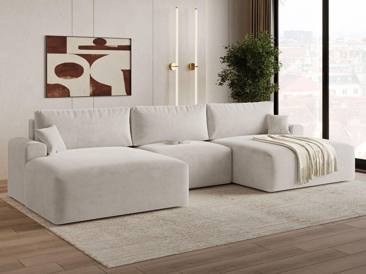 ECKSOFA U Serene Ecru - Ecru, Holz/Textil (391/145cm) - Graingold