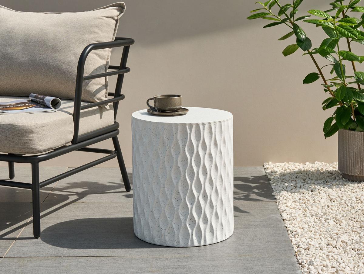 BEISTELLTISCH 37/37 cm Terrazzo Optik Terrazzo Weiß Antelao - Weiß, Naturmaterialien (37/37/43cm) - Beliani