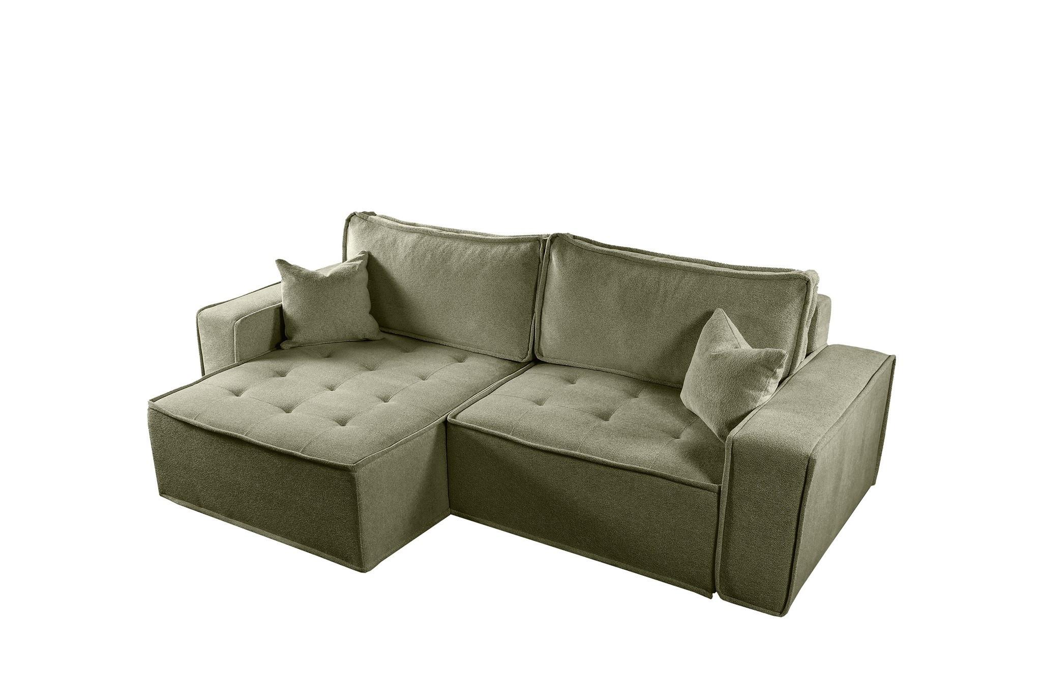 ECKSOFA Schlafsofa Flosi In Raven - Grün, Holzwerkstoff/Textil (248/140cm) - Fun Möbel