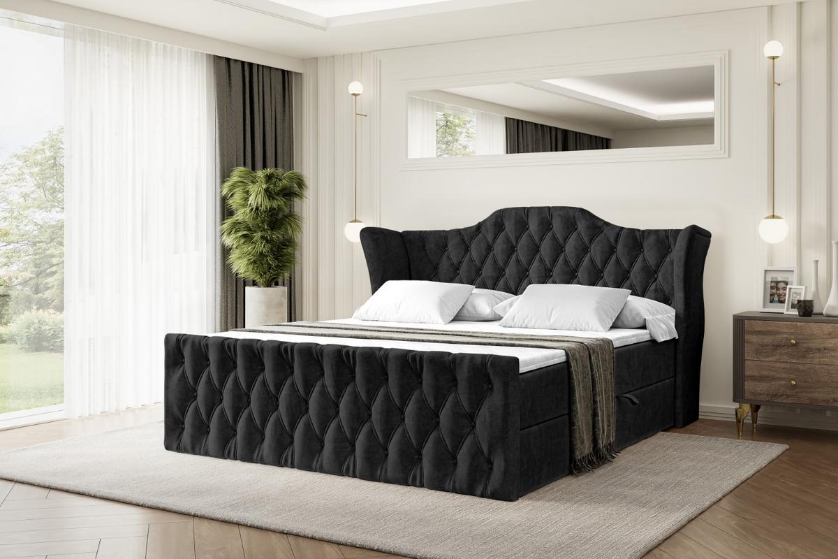 BOXBETT VILA-Z - 140x200 cm - H4 - Schwarz - Schwarz, Holzwerkstoff (140/200cm) - ALTDECOR