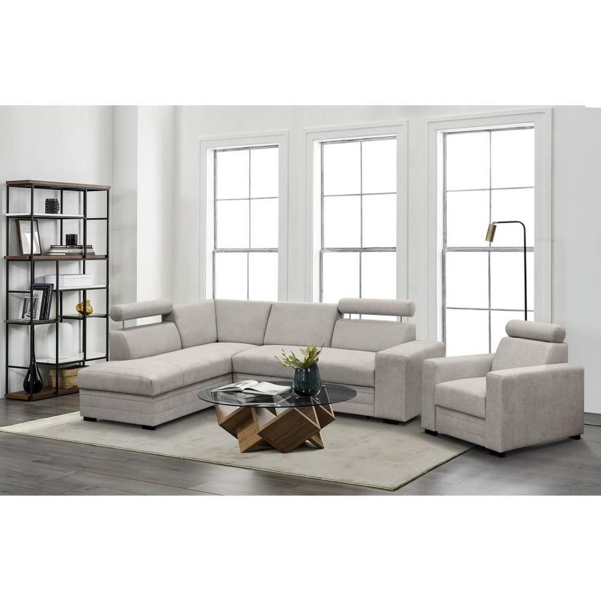 ECKSCHLAFSOFA Roma beige links - Beige/Schwarz, Textil (250/205cm) - Beautysofa